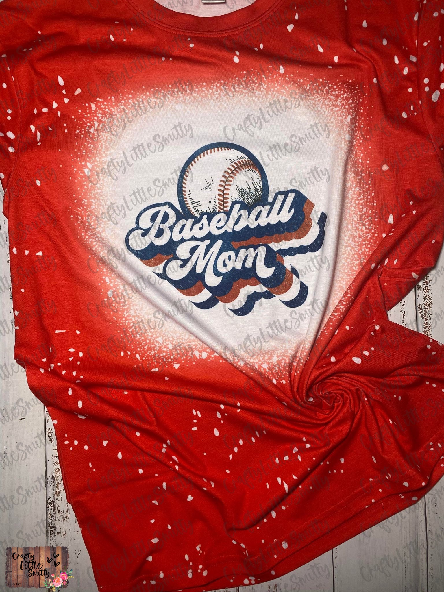 Baseball Mom Faux Bleached Shirt - RED